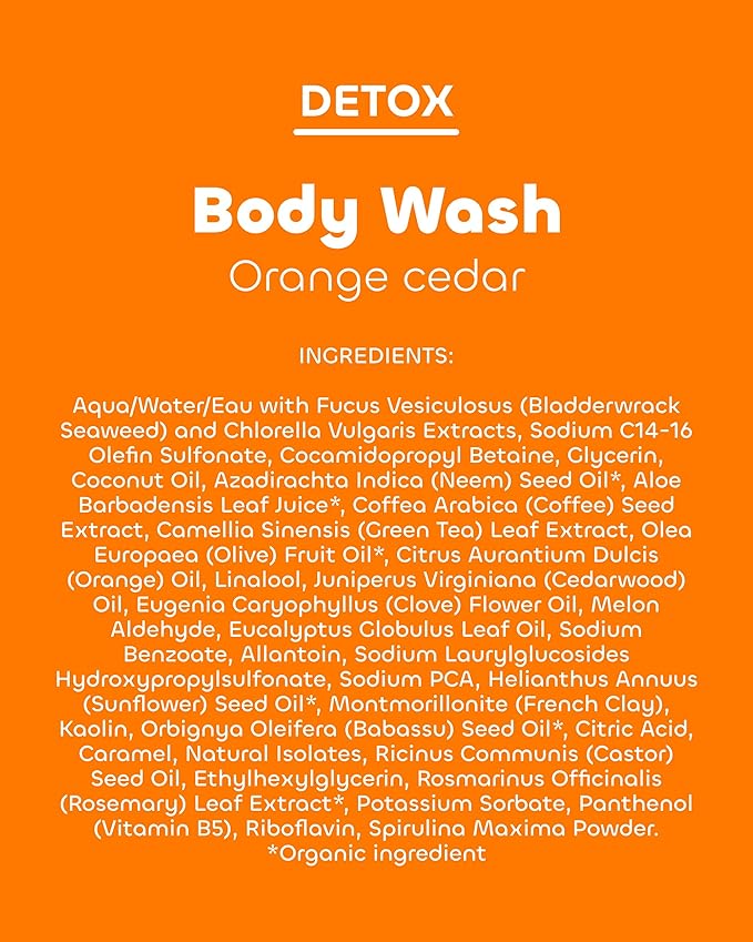 Title: Seaweed Bath Co. Detox Body Wash - Orange Cedar - Hydrating Foaming Cleanser with Refreshing Natural Ingredients - Vegan, Paraben and Sulfate Free Shower Gel for Women and Men - 12 oz
