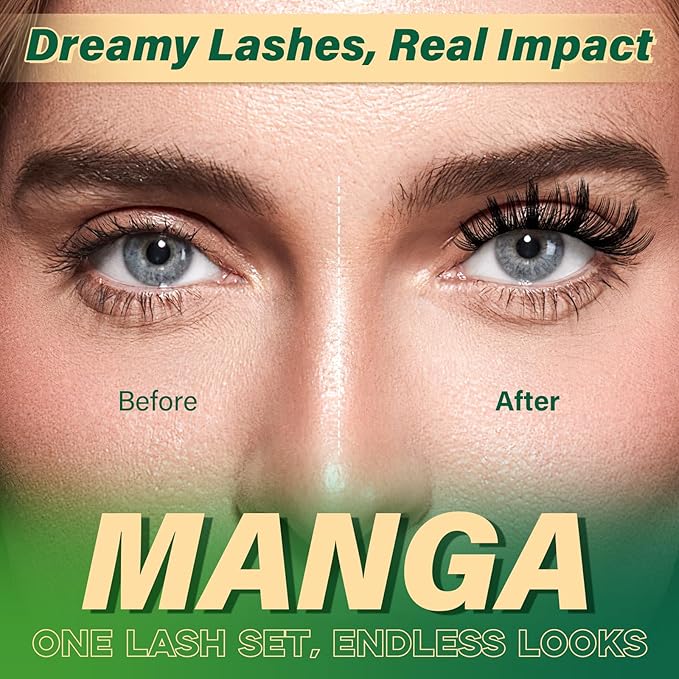 KEYYOU LASH Manga Lash Clusters 8-18mm Fairy Eyelash Clusters Natural DIY Lash Extension Wispy with Soft Thin Band(MG01-8-18)