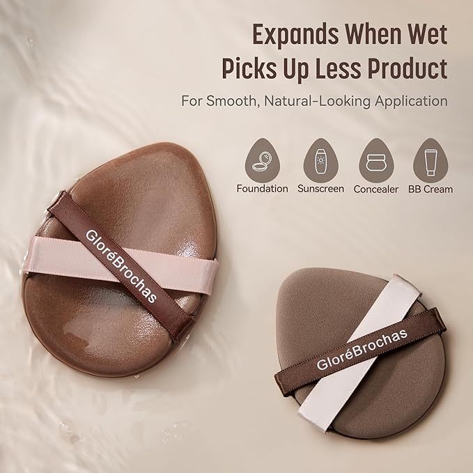 Makeup Sponge, GloréBrochas 4PCS Micro Porous Beauty Blender, Latex-Free PU Powder Puff, Low Absorption 3.2 Inch Makeup Puff, Soft Dual-Sided Foundation Sponge