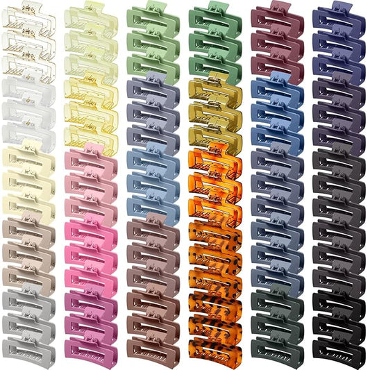 XunYee 90 Pcs Hair Clips Bulk Hair Claw Clips for Women Girls 4.1 Inch Large Rectangle Non-slip Square Strong Hold Jaw