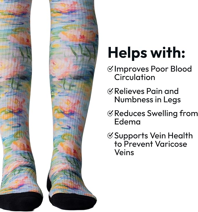 Viasox Compression Socks for Women and Men, Knee High Socks 12-15 mmhg Circulation Support for Flight, Travel, Daily