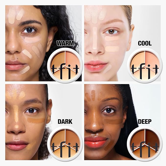 Multi-Use Pot Concealer - Triple Palette | High-Pigmented, Full Coverage & Crease-Proof | Korean Concealer for Dark Circles, Redness & Blemishes (00 Light, 0.52 Oz)