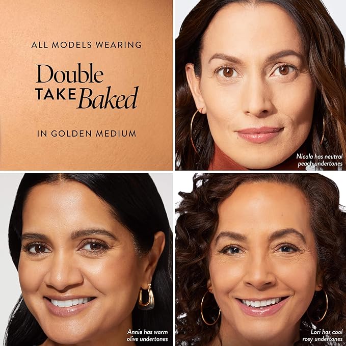 LAURA GELLER NEW YORK Baked Double Take Powder Foundation - Golden Medium - Buildable Medium to Full Coverage - Matte Finish