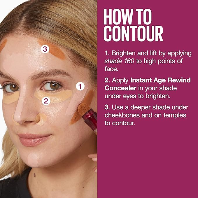 Maybelline Instant Age Rewind Instant Eraser Multi-Use Concealer, Crease-Resistant Coverage, Up to 12HR Moisturizing Wear, 175, 1 Count