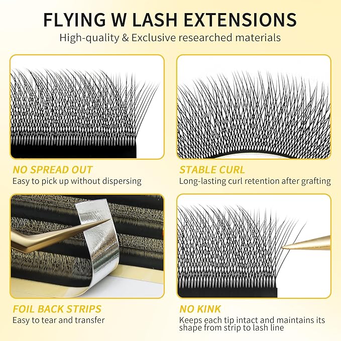 GLAMLASH W Eyelash Extensions 3D Volume Premade Fan Natural Soft Matte Lash Professional Salon Supplies (3D,0.07,C,9-14mm,Fox)