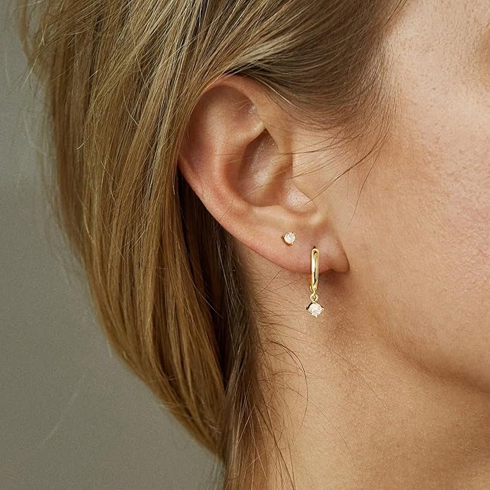 Freekiss 3 Pairs Gold Hoop Earrings Set: Dainty Stud Earrings Trendy Small 14K Gold Plated Hypoallergenic Dangle Cartilage Huggie Hoop Earrings for Women Gold Jewelry for Women Gifts