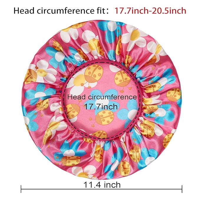 3 Pcs Bonnet for Kids, Kids Bonnets for Girls, Satin Silk Hair Bonnet for Sleeping, Soft Wide Band Sleep Cap for Curly Hair Braids for Teens Child Toddler