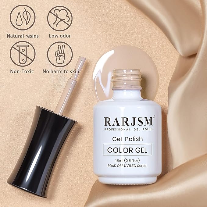 RARJSM Milky Nude Gel Polish Opaque Light Gray Orange Cream Skin Tone Nuded Color Gel Nail Polish 15ml Neutral Soak Off UV LED Cured Nail GelPolish for Nail Art French Manicure Salon DIY Home