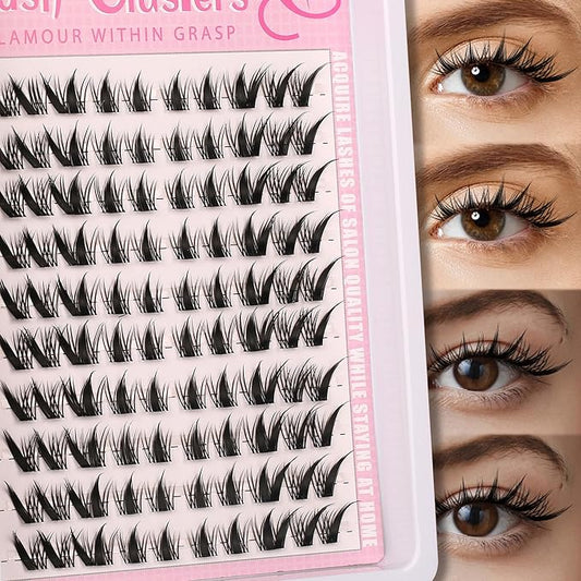 Himirell Cat Eye Lash Clusters Kit Spiky Cluster Eyelashes Kit Fairy Eyelash Clear Cluster Anime Individual Lashes Natural Lash Extension Cluster Wispy Manga Cluster Lash Kit