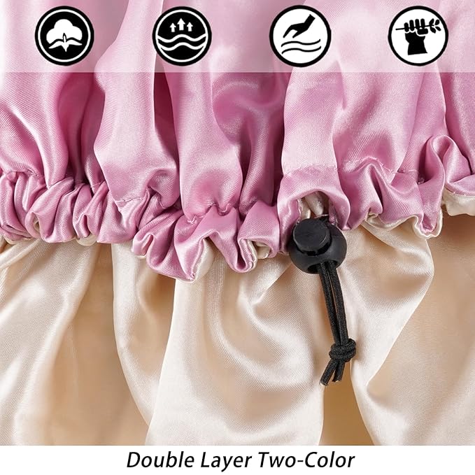Satin Silk Bonnet For Curly Hair Bonnet Braid Bonnet For Sleeping Bonnets For Women Large Double-layer Adjustable