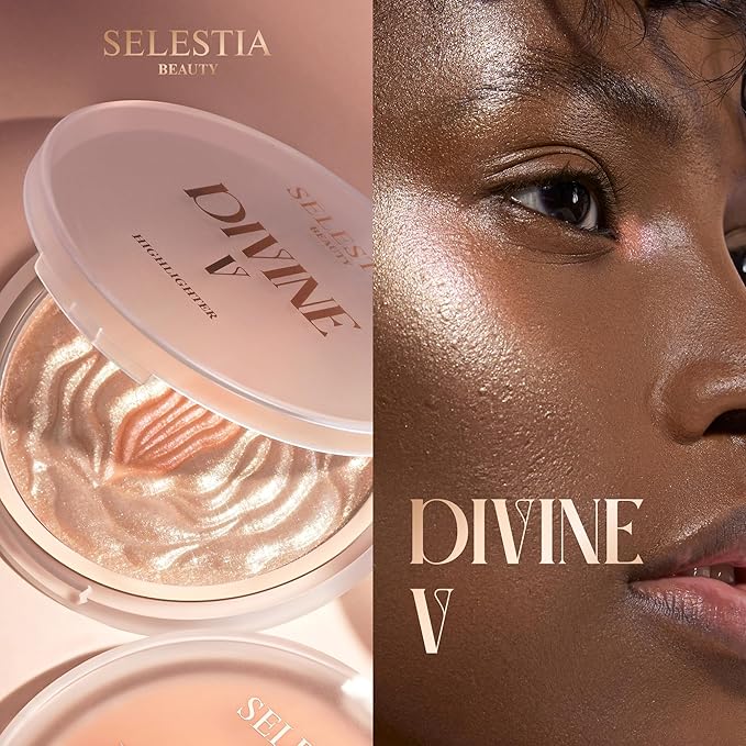 Powder Highlighter Makeup – Divine V – Radiant Glow for All Skin Tones, Easy-to-Apply, 0.53 oz