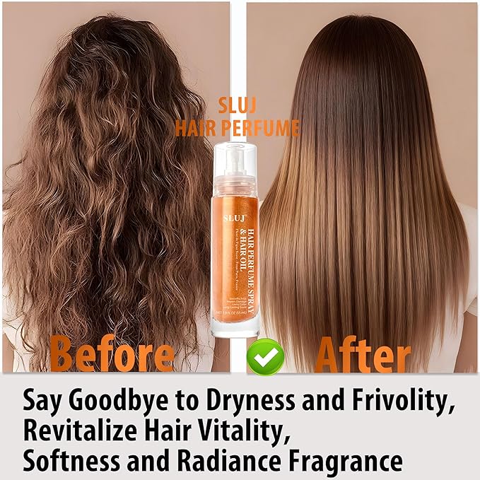 SLUJ Hair Perfume for Women - Hair Mist with Argan Oil & Bronze Shimmer, Lightweight Hair Oil Spray for Dry Hair, Heat Protection Spray for Hair, Long Lasting Hair Scent