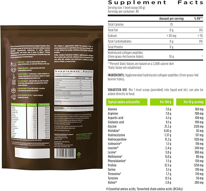 Igennus 100% Grass Fed Bovine Collagen Protein Powder, Highest Grade Hydrolyzed Collagen Peptides Types 1, 2 & 3, for Women & Men, Non-GMO, Free Range, Clean Label, Easy Mix, 4 x 40 Servings
