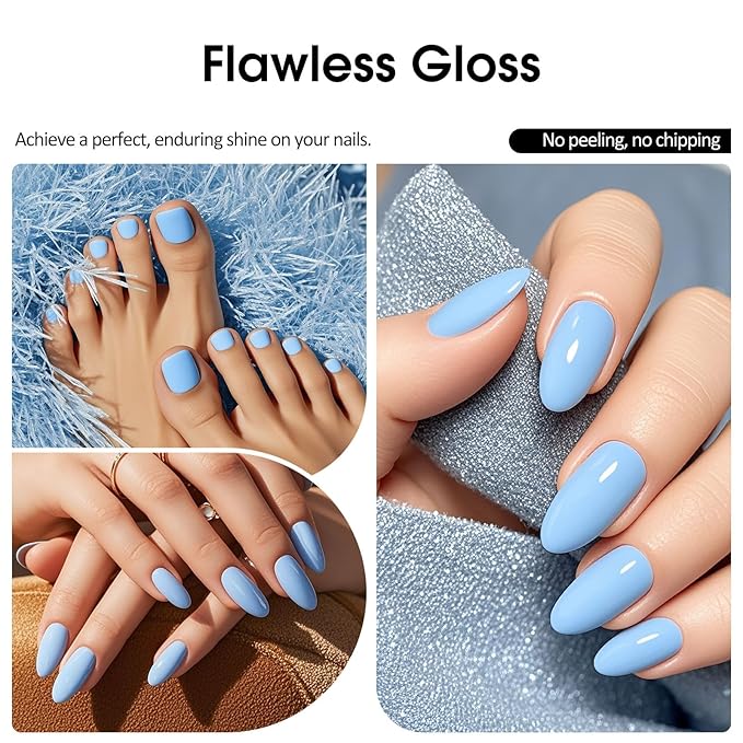 VENALISA Light Blue Gel Nail Polish, 1 Pcs Baby Blue Gel Polish Bright Pastel Color High Gloss Soak Off U V Nail Manicure Salon and DIY at Home Gifts for Women