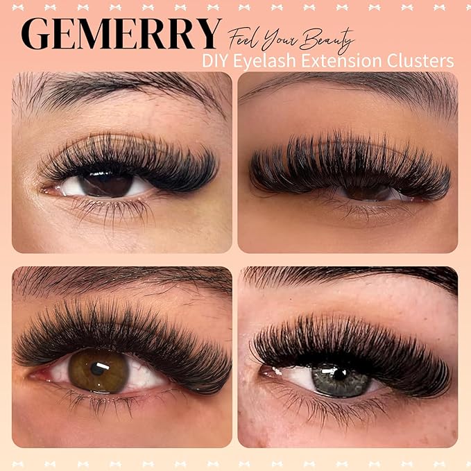 GEMERRY Lash Clusters 4 Style Clusters Eyelash Extensions False Eyelashes Wispy Natural Lashes Fluffy Individual Lashes for DIY at home (40D 50D 60D 80D, 8-16mm)