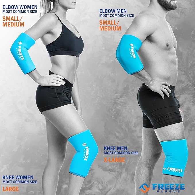FreezeSleeve Ice and Heat Therapy Sleeve | Reusable Ice Pack Flexible Gel Compression Sleeve for Pain Relief and Recovery of Elbow Knee Ankle Leg Wrist Injuries | Turquoise Small Medium