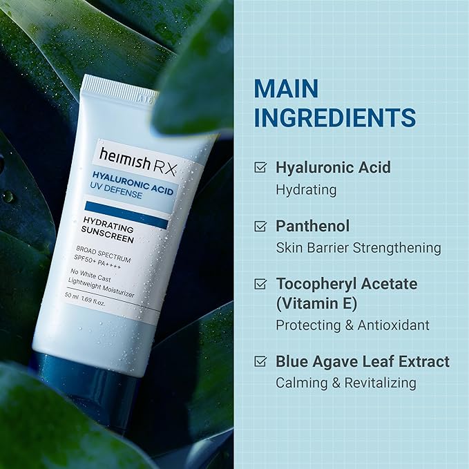 Heimish Hydrating Sunscreen, Hyaluronic Acid UV Defense, SPF 50+ PA++++, 1.69 fl oz (50 ml)