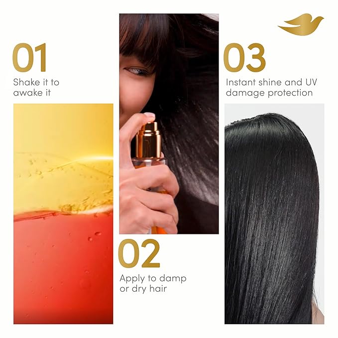 Dove Damage Therapy Defense Bi-Phase Serum + Oil 1 ct UV Repair & Glow for 70 Hour Hair Protection, with Ferulic Serum, 3.9 fl oz