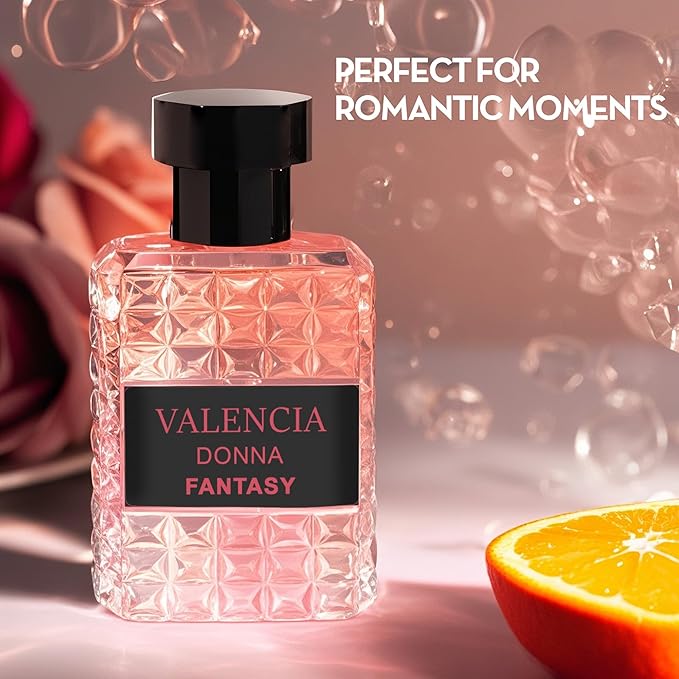 A CENTER Valencia Donna Fantasy Women's Perfume, Floral Fruity Fragrance Gift for Women, Eau De Parfum Spray with Elegant 100ml Bottle