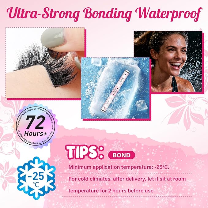 PROLASHBEAUTY Lash Cluster Glue Clear Lash Glue Lash Bond and Seal for Eyelash Clusters 2-3S Fast Drying Waterproof Strong Hold 72H+ Eyelash Glue (10ml, Clear Bond & Clear Seal)