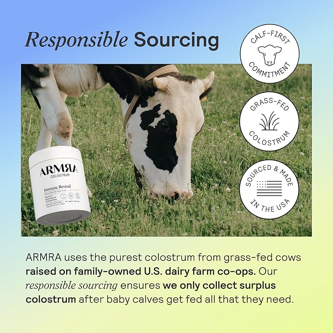 ARMRA Colostrum Powder | Blood Orange | Gut Health & Bloating | Skin & Hair | Immunity | Keto, Gluten & Fat-Free | 60 Servings