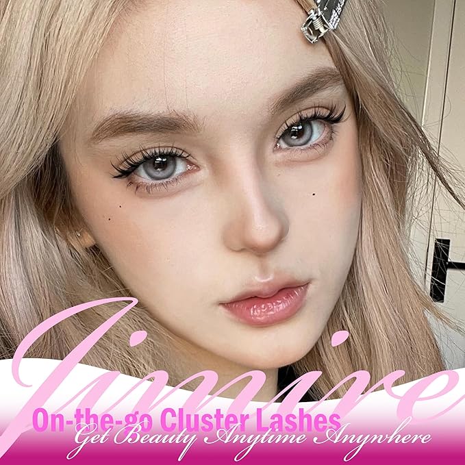 JIMIRE Lash Clusters Kit Manga Cluster Lashes Natural Look Wispy DIY Lash Extension Kit with Lash Bond and Seal Waterproof 110Pcs 8-16MM Wispy D Curl Individual Lashes Wet-Look Eyelash Extension
