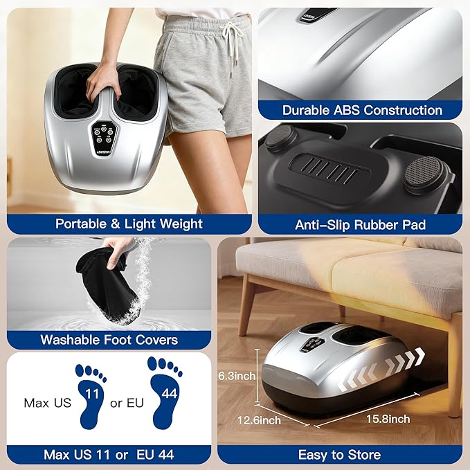 Musugy Foot Massager Machine with Heat : Deep Kneading Shiatsu Foot Massager with Vibration & Compression for Plantar Fasciitis & Neuropathy - for Women & Men,Relax for Office Home Use