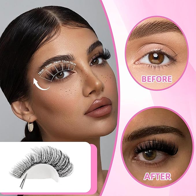 YIDUO Lash Clusters Lashes Kit Volume D Curl Wispy Individuals Eyelash Extensions, Volume Studio Effect, Fake Eyelashes 255Pcs All-in-1 Pack with Glue |Tweezers |Removers |Eyelash & Eyebrow Brush