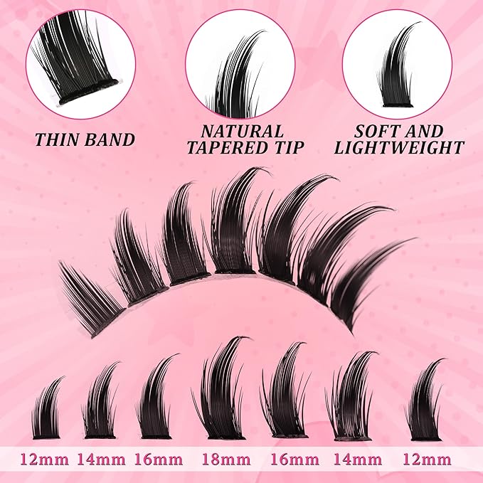 Spikes Lash Clusters Eyelash Clusters Volume Long 12-18mm Individual Lashes DIY Spiky Lash Extension Mega Cluster Eyelash Extensions Mink Strips Lashes Thick