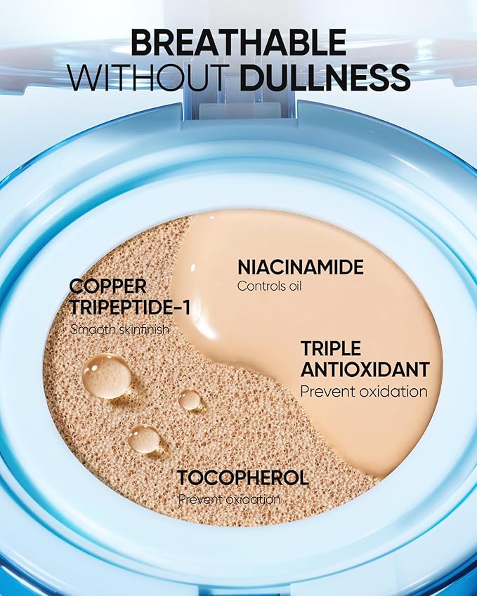 Velvet Matte Cushion Foundation Blue #04 Beige| Full Coverage,12H Oil Control,Ideal for Oily & Combination Skin,Waterproof,Long-Lasting, Lightweight, Hydrating,Transfer-Proof