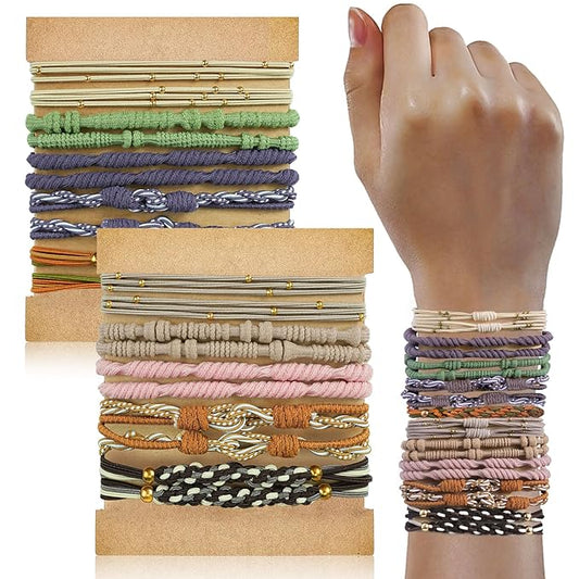 20PCS Boho Hair Ties Bracelet for Women and Girls, Elastic No-Damage Cute Bands for Thick or Thin Hair and Ponytails, All-Day Hold Hair Accessories (Set 7)