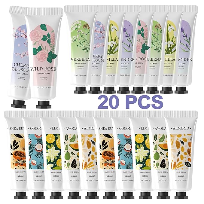 spa luxetique 20 Pack Hand Cream Gifts Stocking Stuffers for Women Hand Lotion for Dry Cracked Travel Size Mini Moisturizing Lotion Appreciation Valentines Day Gifts for Her 20 x 1.0 oz/30ml