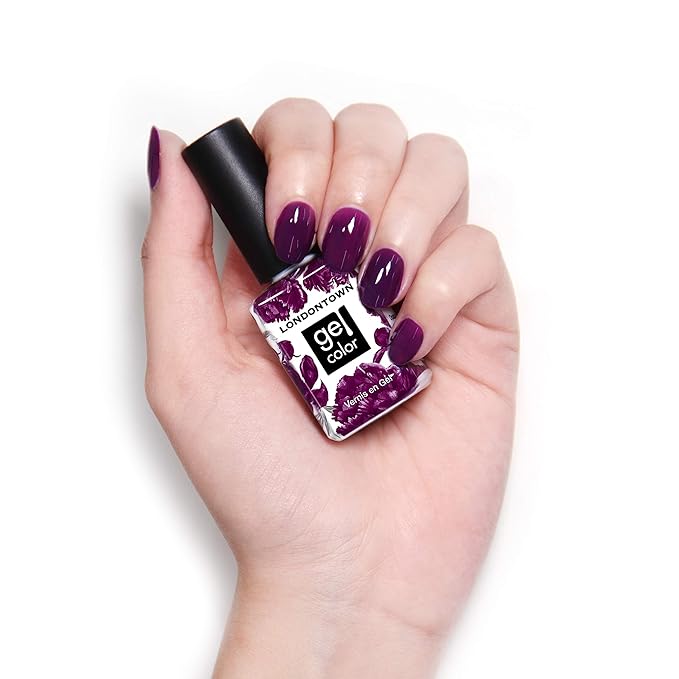 LONDONTOWN UV/LED Gel Nail Polish - Long Lasting, Chip Resistant High Shine Color - Glossy Deep Purple, Portobello Plum, 12ml/.40fl oz