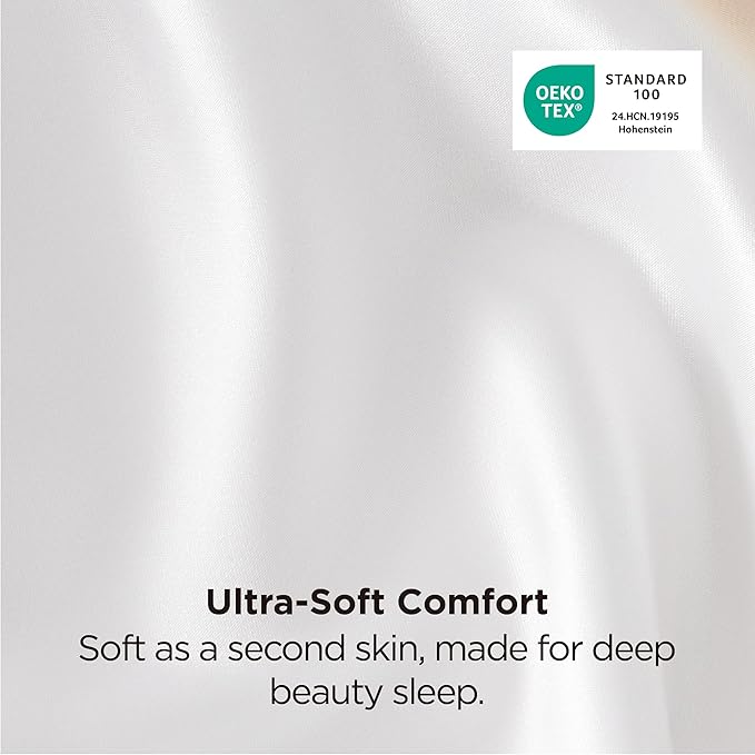 Bedsure King Size Satin Pillowcase Set of 2 - Pure White Silky Pillow Cases for Hair and Skin with Envelope Closure, Similar to Silk Pillow Cases, Gifts for Women Men, 20x36 Inches, 2pcs
