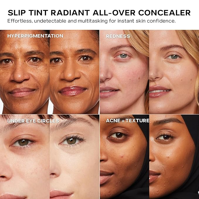 Saie Slip Tint Radiant Cream Concealer & All-Over Face Makeup - Concealer for Dark Circles, Redness & Blemishes - Lightweight Makeup Made with Hydrating Hyaluronic Acid - Shade 10 (0.17 oz)