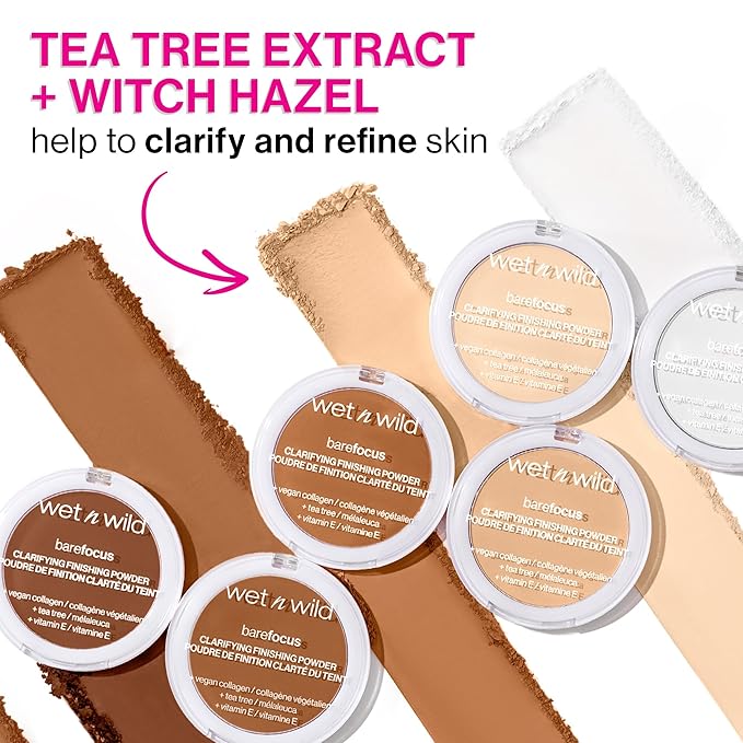 wet n wild Bare Focus Clarifying Finishing Powder | Matte | Pressed Setting Powder Translucent (Pack of 2)