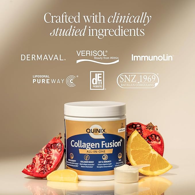 Smooth Skin, Hair, Nails, Joint & Gut Support | Collagen Fusion+ 7-in-1 Powder with VERISOL® Peptides, ImmunoLin® IgG, Dermaval®, PureWay-C®, Hyaluronic Acid & Probiotics | Unflavored 30 Servings