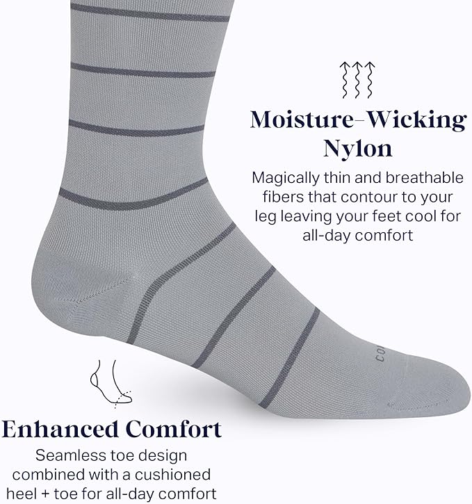 Comrad Nylon Knee High Socks - 15-20mmHg Graduated Compression Socks - Soft & Breathable Support Unisex Socks