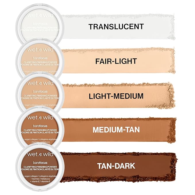 wet n wild Bare Focus Clarifying Finishing Powder | Matte | Pressed Setting Powder Fair-Light