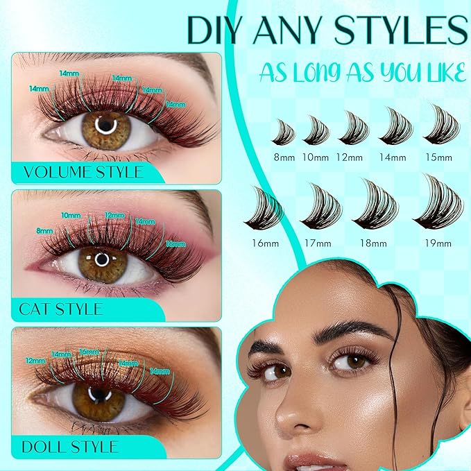 Brown Lash Clusters 280PCS Eyelash Clusters Natural Looking Individual Lash Extenison Fluffy Cluster Lashes DIY Lashes at Home by GEMERRY（200P-10-18mm-Brown)