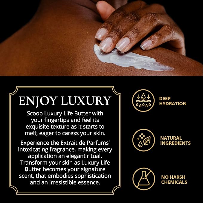 LUXURY LIFE BUTTER - Irresistibly Scented Body Butter with Hyaluronic Acid for Ultimate Moisture. Luxurious Natural Fragrance. Hydrates for a Non-Greasy Glamorous Glow, Fresh Attraction, 5 oz.