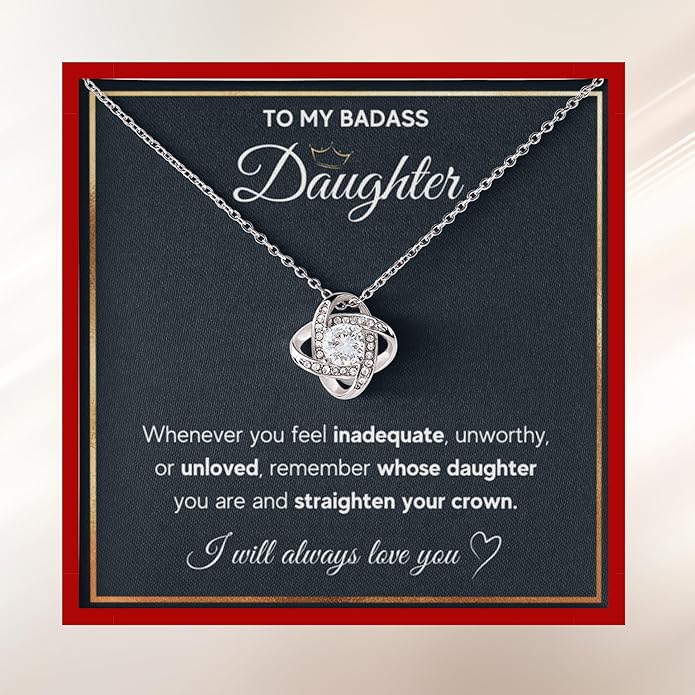 To My Beautiful Daughter Necklace from Mom & Dad | Cubic Zirconia Pendant with Heartfelt Message Card & Gift Box | Daughter Birthday, Graduation, Christmas Jewelry Gift from Parents