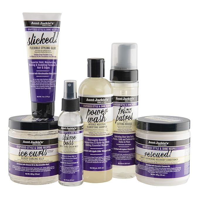 Aunt Jackie's Grapeseed Style and Shine Recipes Slicked Flexible Hair Styling Glue, Superior Hold, 4 Ounce