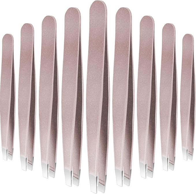 Mudder Eyebrow Tweezers Set for Facial Hair Stainless Steel Slanted Tip Tweezers in Bulk for Men and Women ()