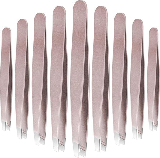 Mudder Eyebrow Tweezers Set for Facial Hair Stainless Steel Slanted Tip Tweezers in Bulk for Men and Women ()