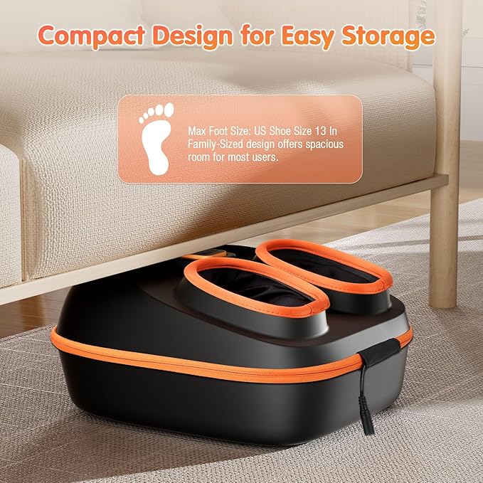 POGGT Foot Massager Machine with Heat, Upgrade 6 Airbags 29 Nodes Deep Rolling, Compression, Ankle Kneading, Shiatsu Foot Massager for Neuropathy Plantar Fasciitis, Gifts for Men Women Fits Up to 13"