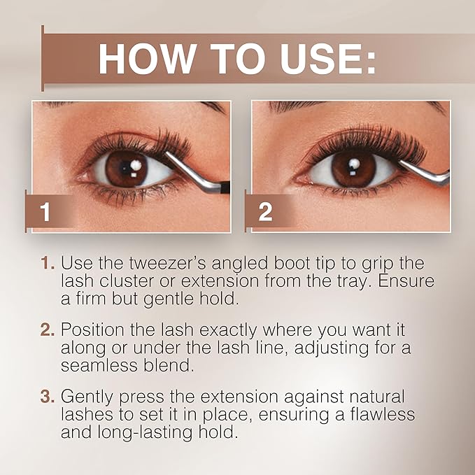 Ardell Pre-Mapped Lash Applicator Tool, Lash Tweezers - 40° Curved Eyelash Tweezers for Precision and Comfort, Easy Application