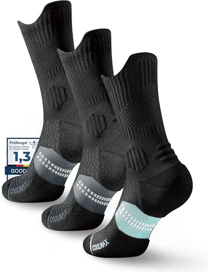 Juclise Womens Coolmax Bamboo Viscose Compression Running Crew Socks, Moisture-Wicking Anti-Blister Hiking&Gym Athletic