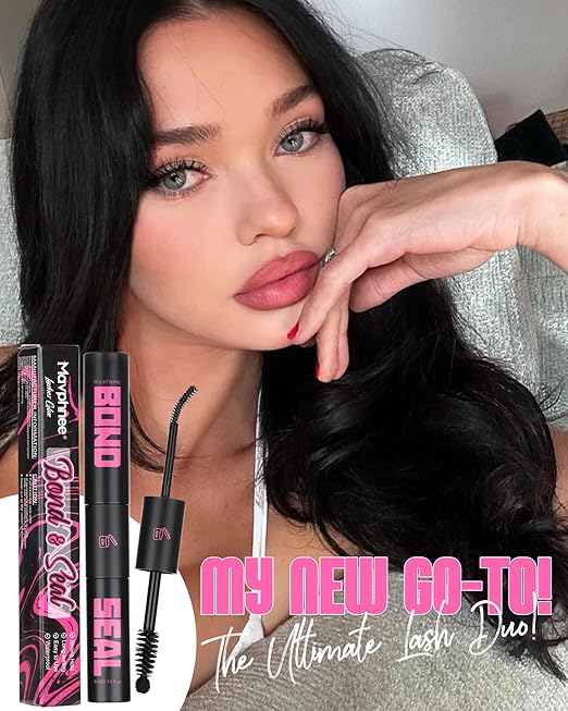 Mavphnee Lash Bond and Seal 40% More Bond 2 in 1 Lash Glue Strong Hold Eyelash Adhesive and Sealant Waterproof Rebalance Bonding and Locking for 48-150Hours (7ml+4ml)