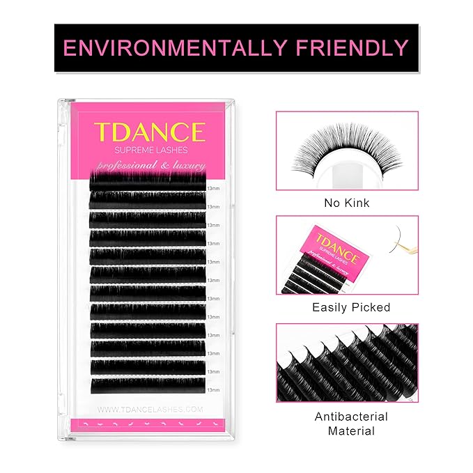 TDANCE Lash Extension Matte Black Eyelash Extension C CC D DD J B L Curl Volume & Classic Lash Extensions 0.03-0.18mm Thickness Professional Salon Use(0.03-D,8 mm)